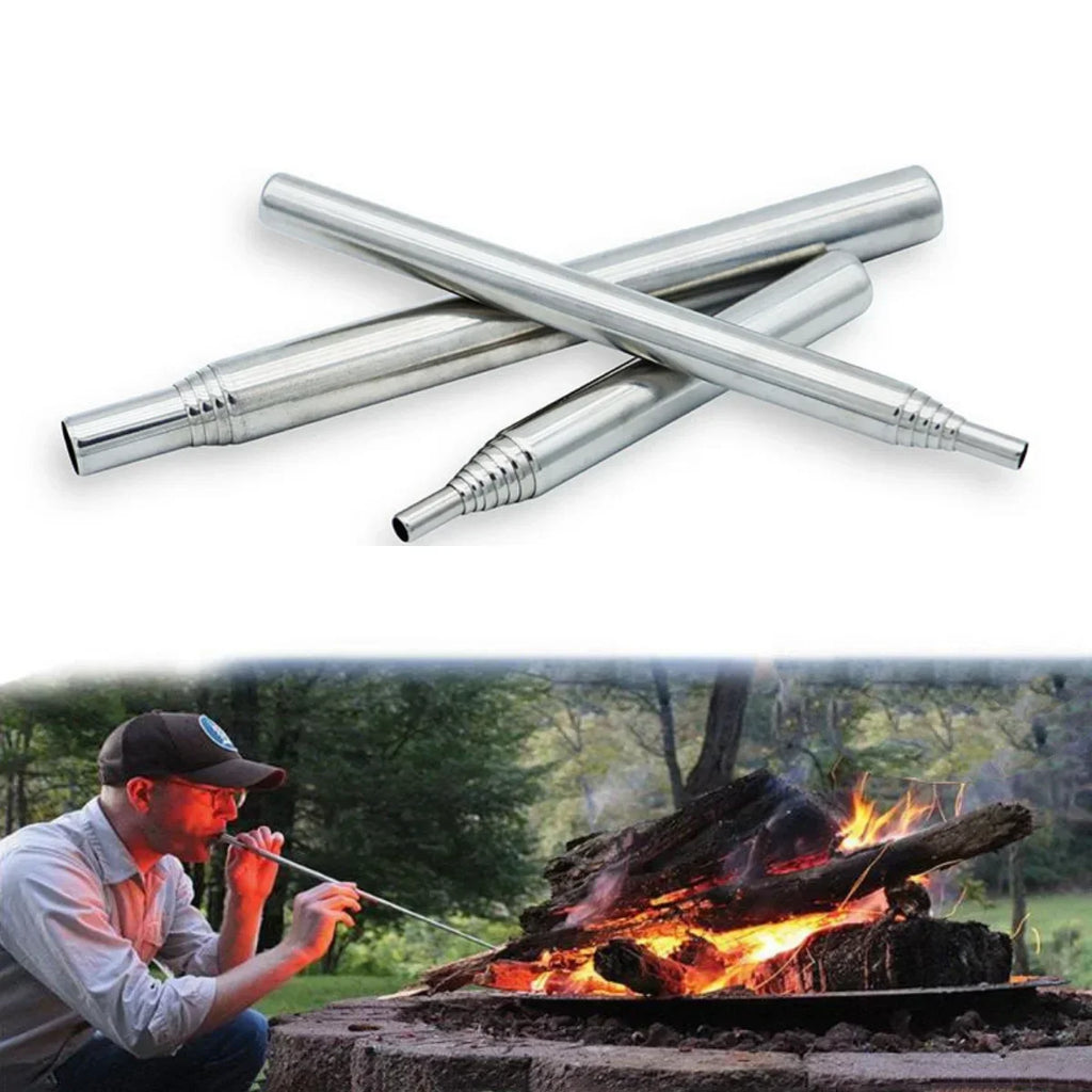 Retractable Stainless Steel Blow Fire Tube | Camping Fire Starter