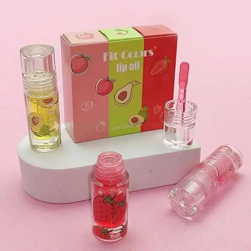 Fit Colors 3-Piece Vegan Lip Gloss Set – Fruit Scented Lip Oil