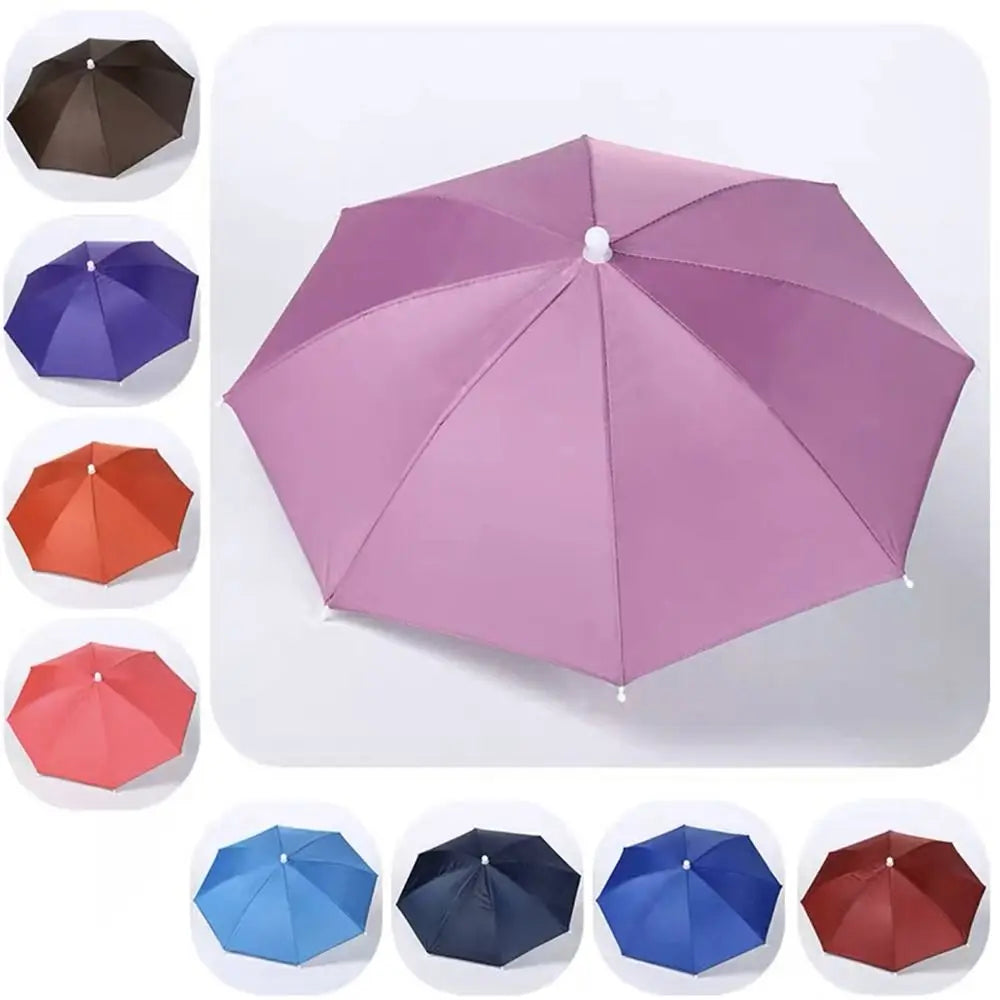 Foldable Hands-Free Umbrella Hat – Windproof Sun & Rain Cap