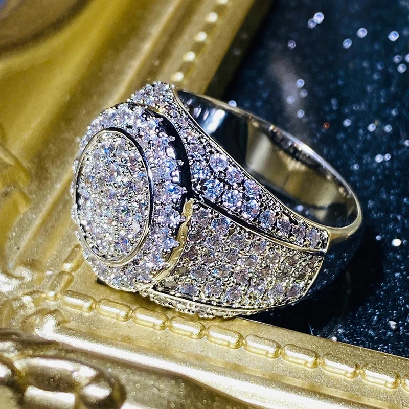 Huitan Women's Cubic Zirconia Pave Ring – Sparkling Party Band