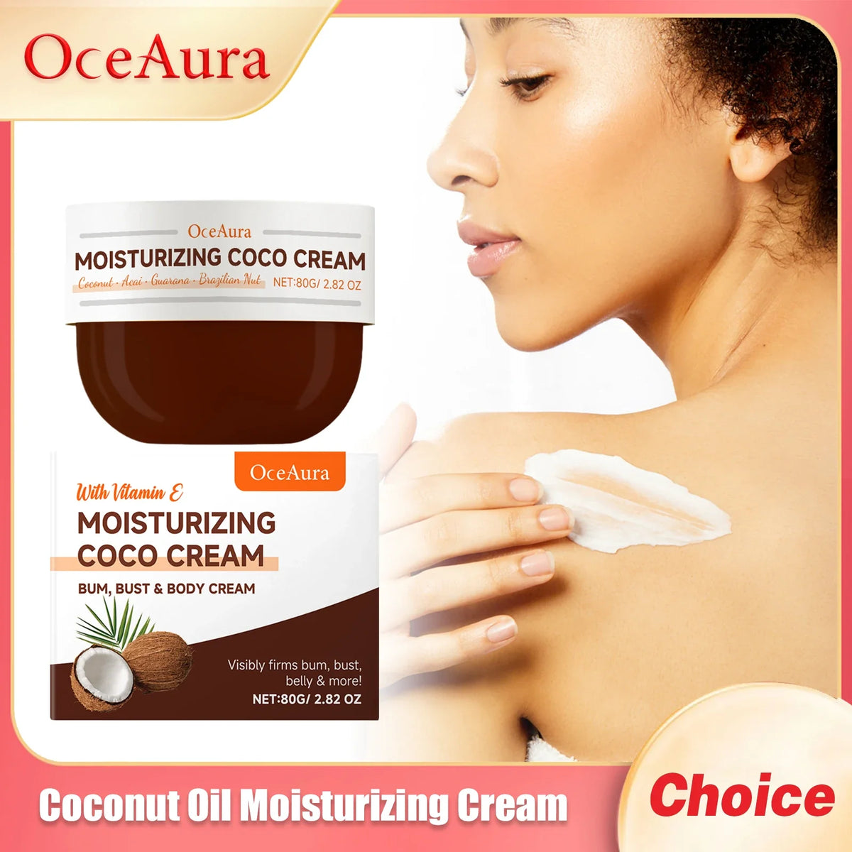 OCEAURA Coconut Oil Body Moisturizing Cream 80g | Firm Skin