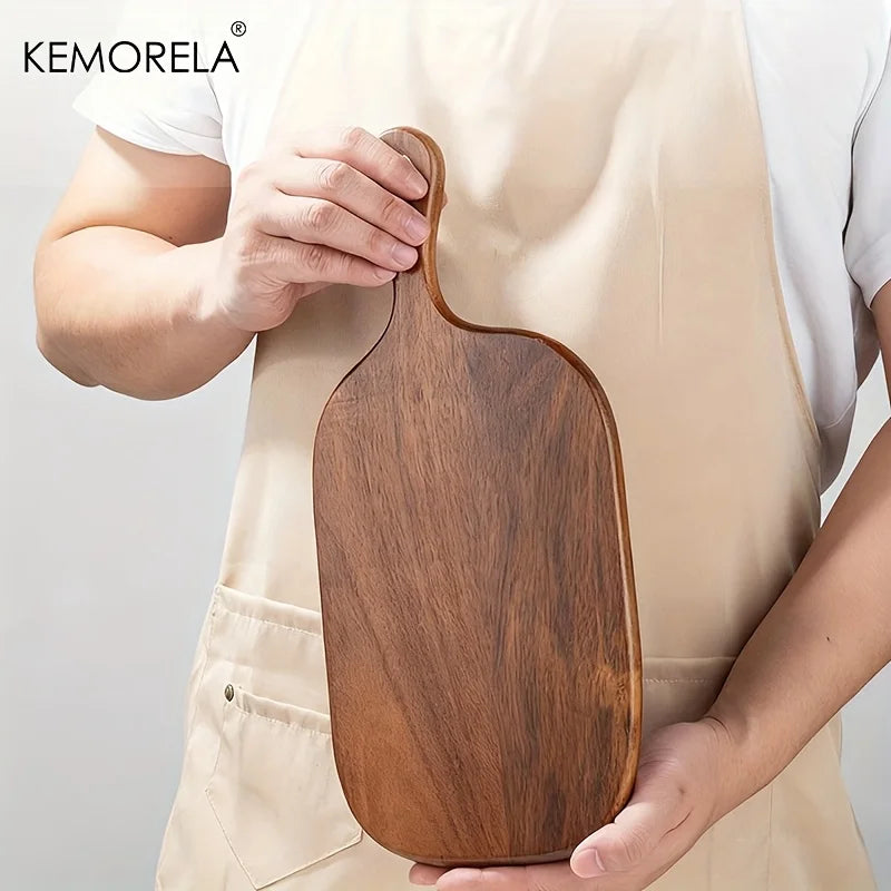KEMORELA Wooden Cutting Board with Handle | Food-Safe Wood