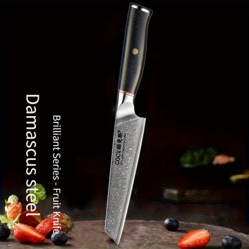 Damascus Steel Japanese Chef's Knife – Sharp 14cm Utility Knife
