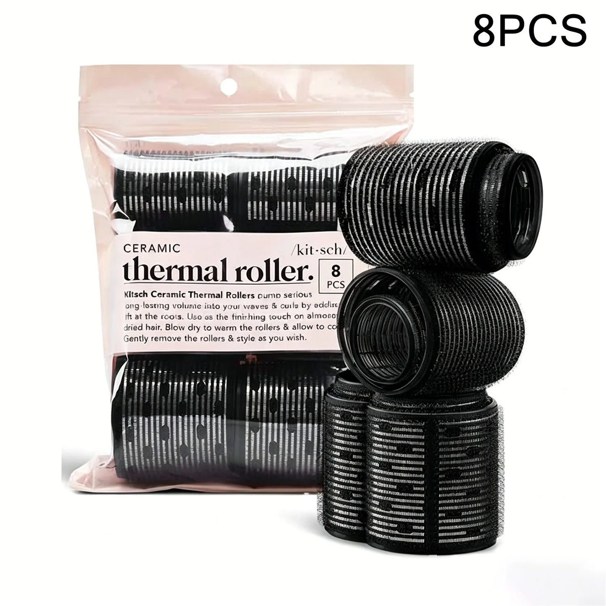 8-Piece Ceramic Hot Rollers Set for Long Hair – Bouncy Curls
