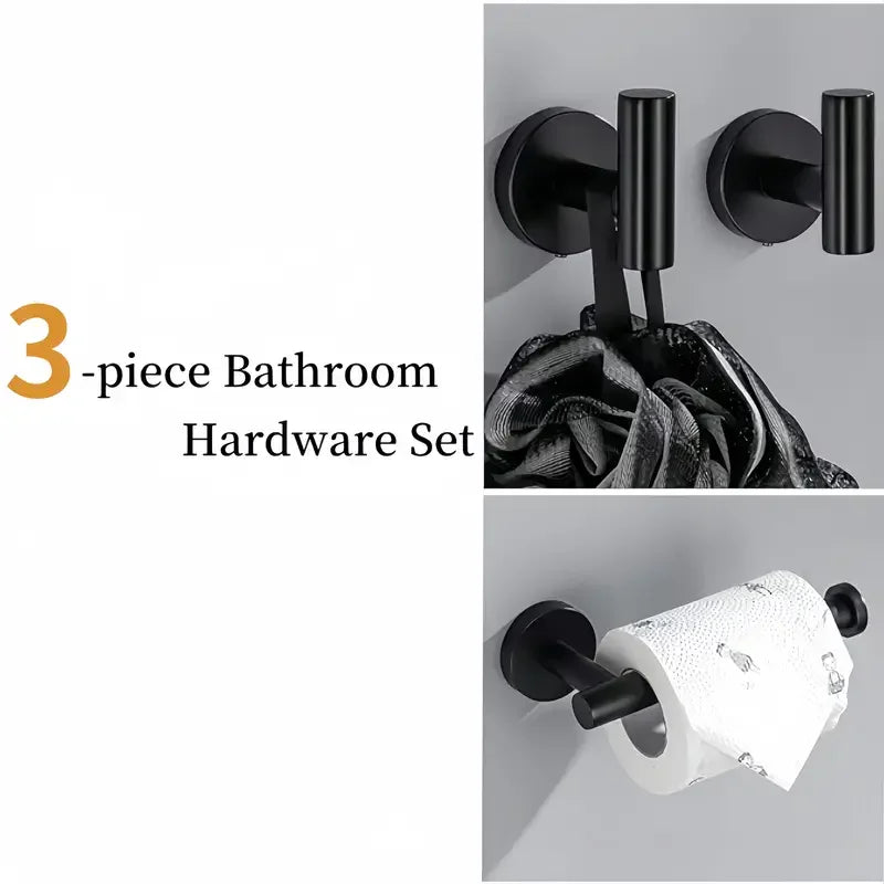 3-Piece Stainless Steel Bathroom Hardware Set – Towel & Tissue Holder
