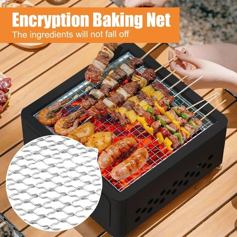 Portable Charcoal BBQ Grill – Non-Stick Stainless Steel Brazier