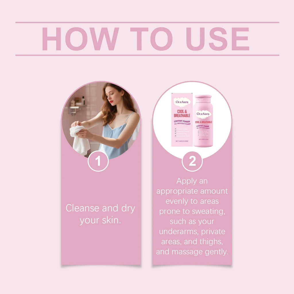 OceAura 100g Body Powder | Anti-Chafe, Sweat Absorb & Smooth Skin