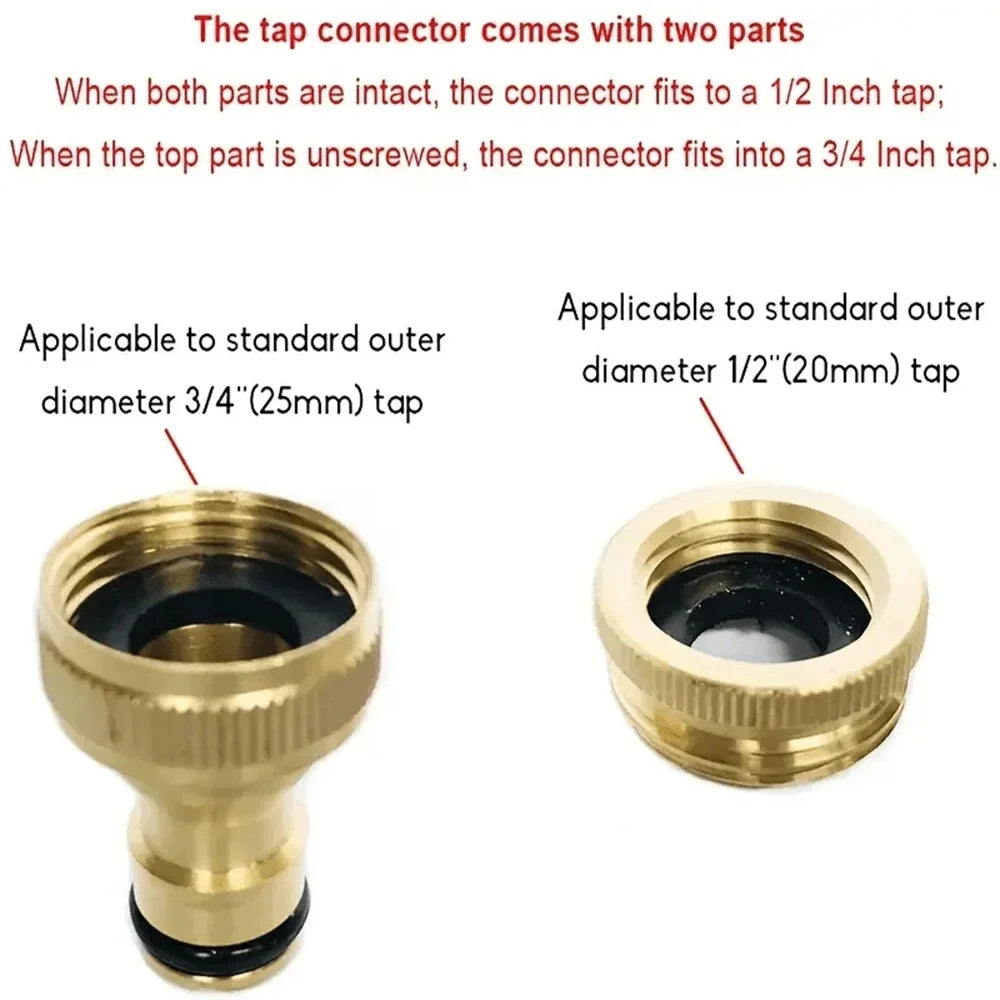 Brass Threaded Pipe Fitting 3/4" & 1/2" Garden Water Connector