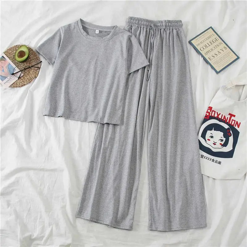 Women's 2-Piece Loose Pajama Set – Casual Short Sleeve Sleepwear