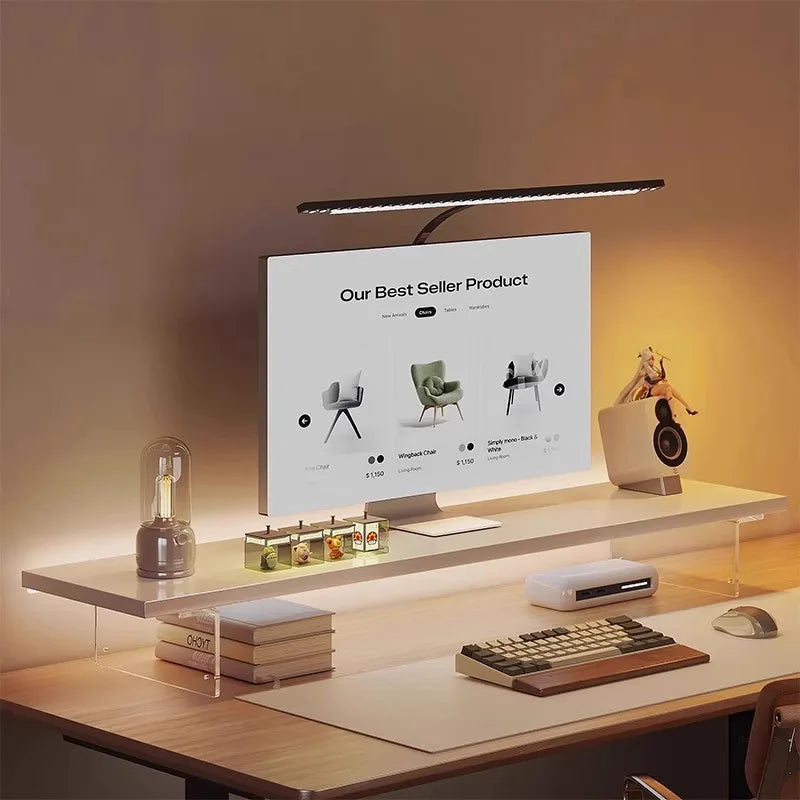 Acrylic Monitor Stand & Desktop Storage Rack | Desk Organizer
