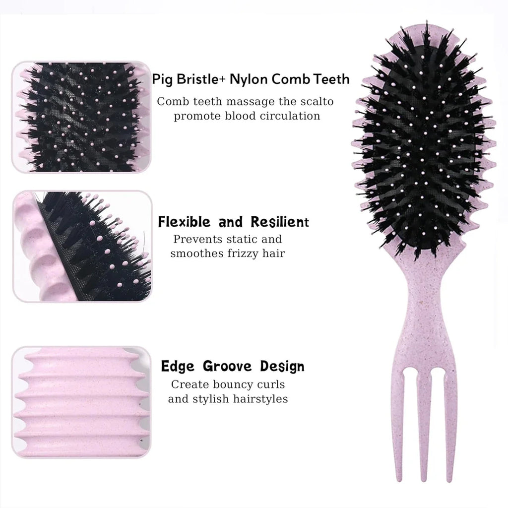 Curl Defining Boar Bristle Brush & Detangling Comb Set