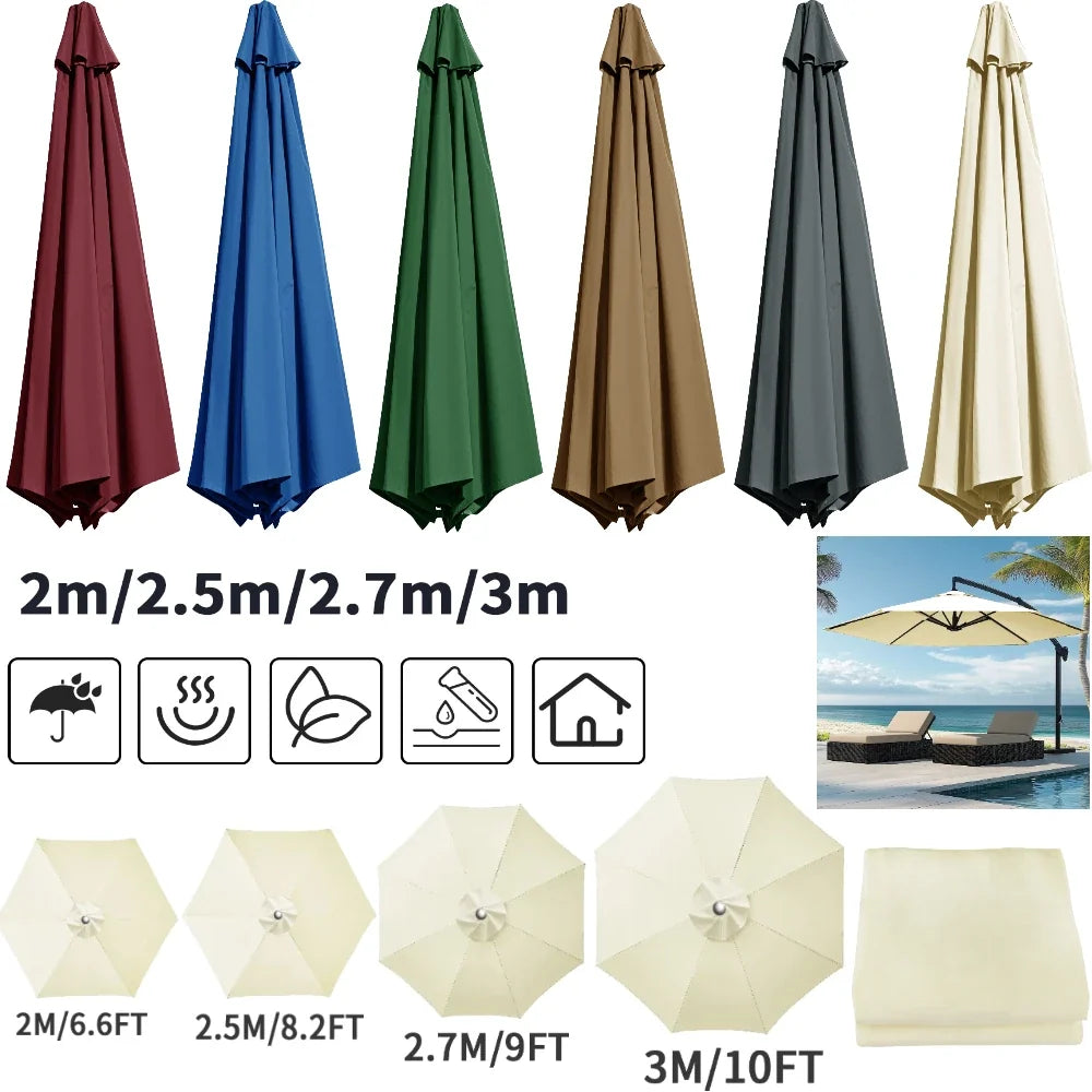 Patio Umbrella Replacement Canopy Cover – 6 & 8 Rib, 2m–3m