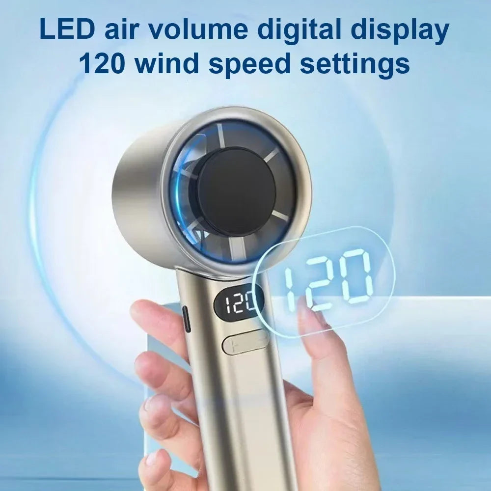 URGGU Bladeless Handheld Fan – 120 Speeds USB Rechargeable
