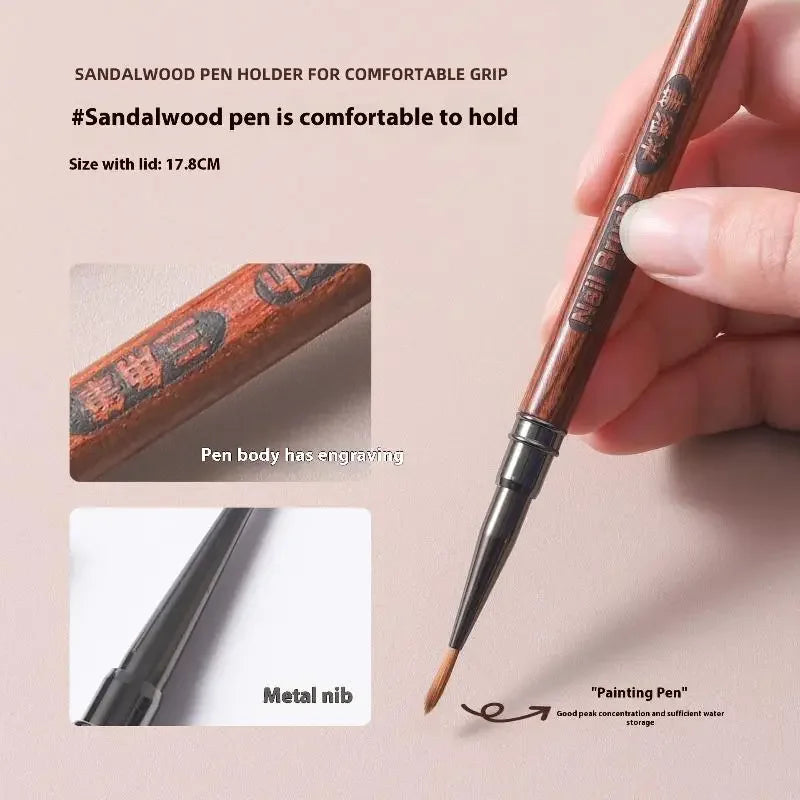 Sandalwood Nail Art Detail Pen – Fine Painting & Carving Brush