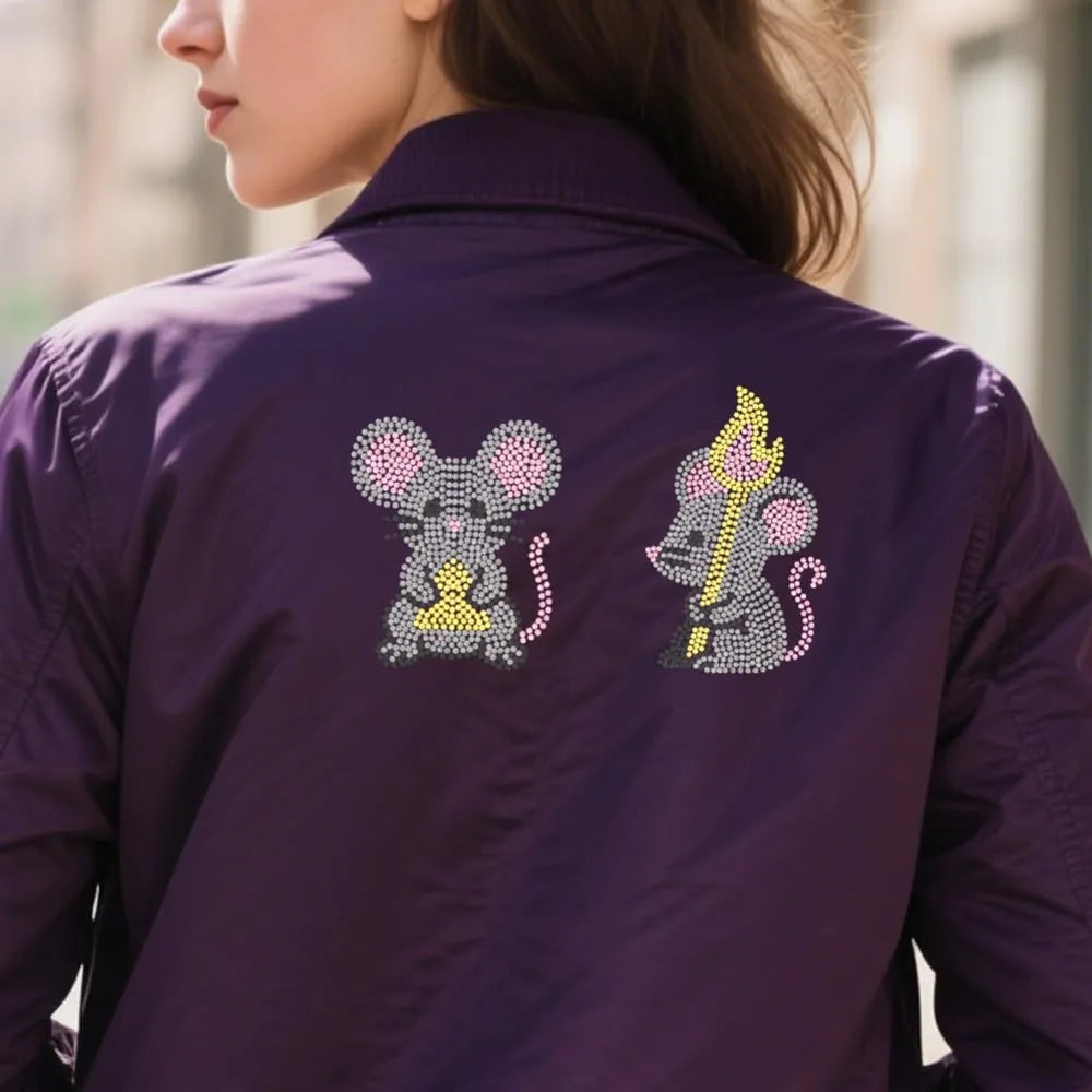 Glass Rhinestone Iron-On Appliqué – Mouse Design 29.7x21cm