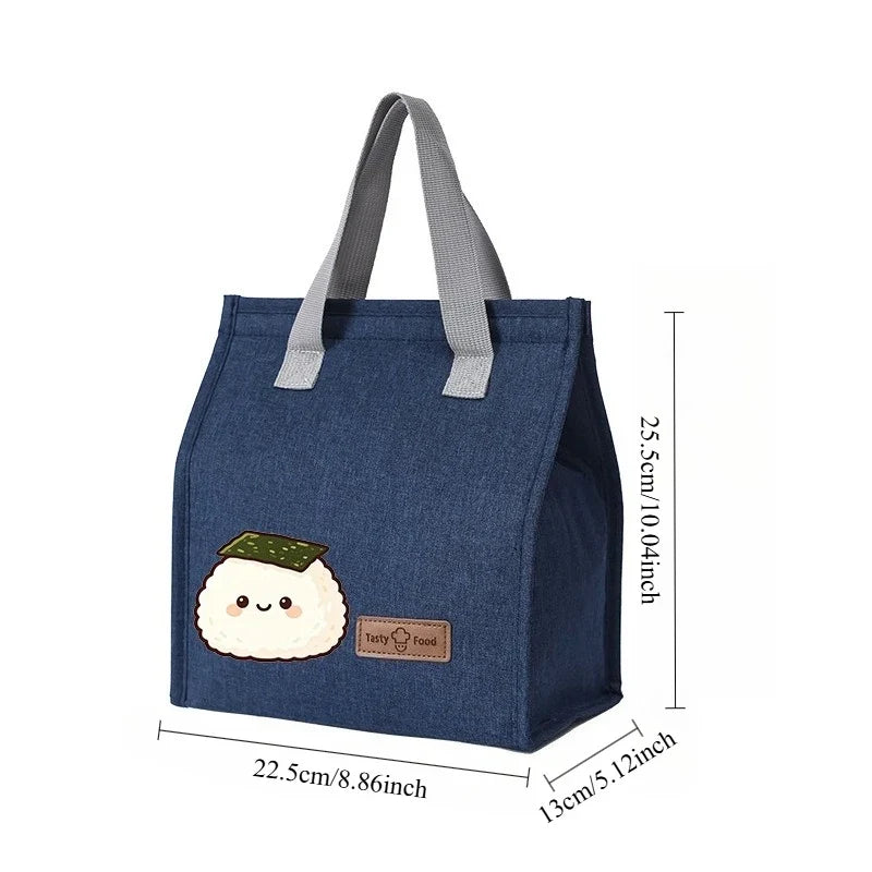 Kawaii Onigiri Print Insulated Lunch Bag Waterproof Oxford Thermal
