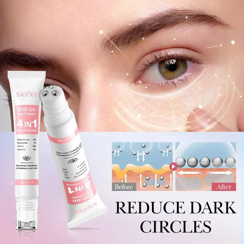 SADOER 4-in-1 Roll-On Eye Cream | Retinol, Vitamin C & Niacinamide
