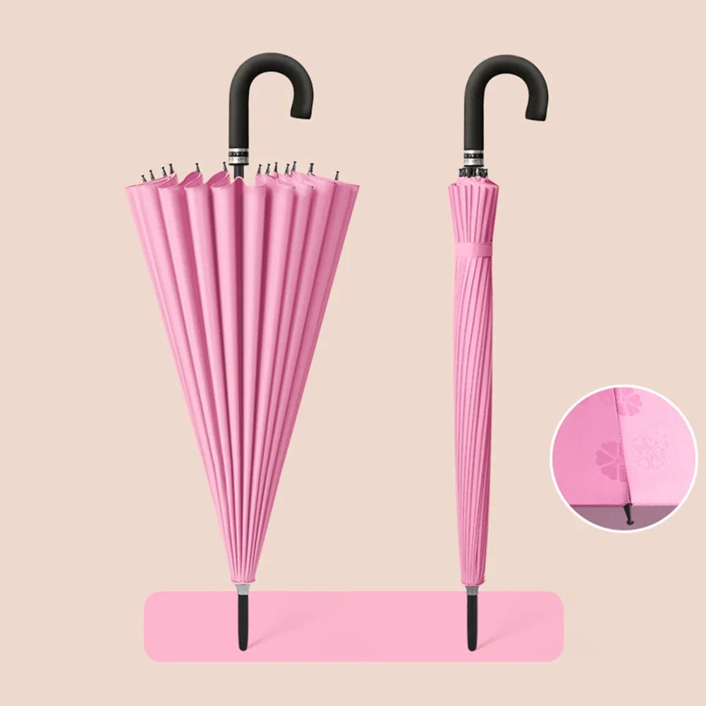 PEAKINBAGS 24-Bone Large UV Protection J-Handle Umbrella