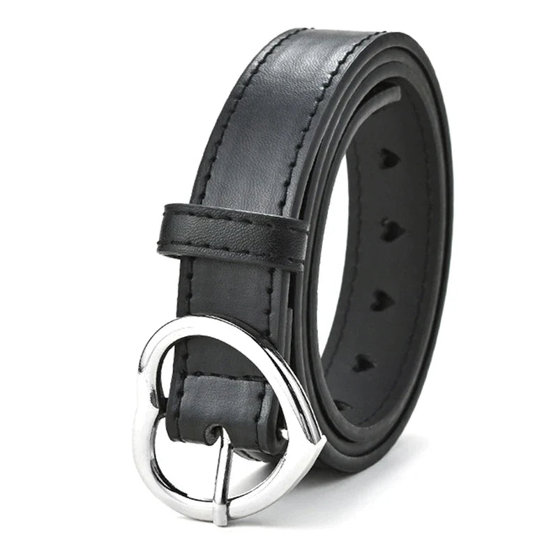 Skeleton Love Buckle PU Belt – Unisex Fashion Jeans Belt