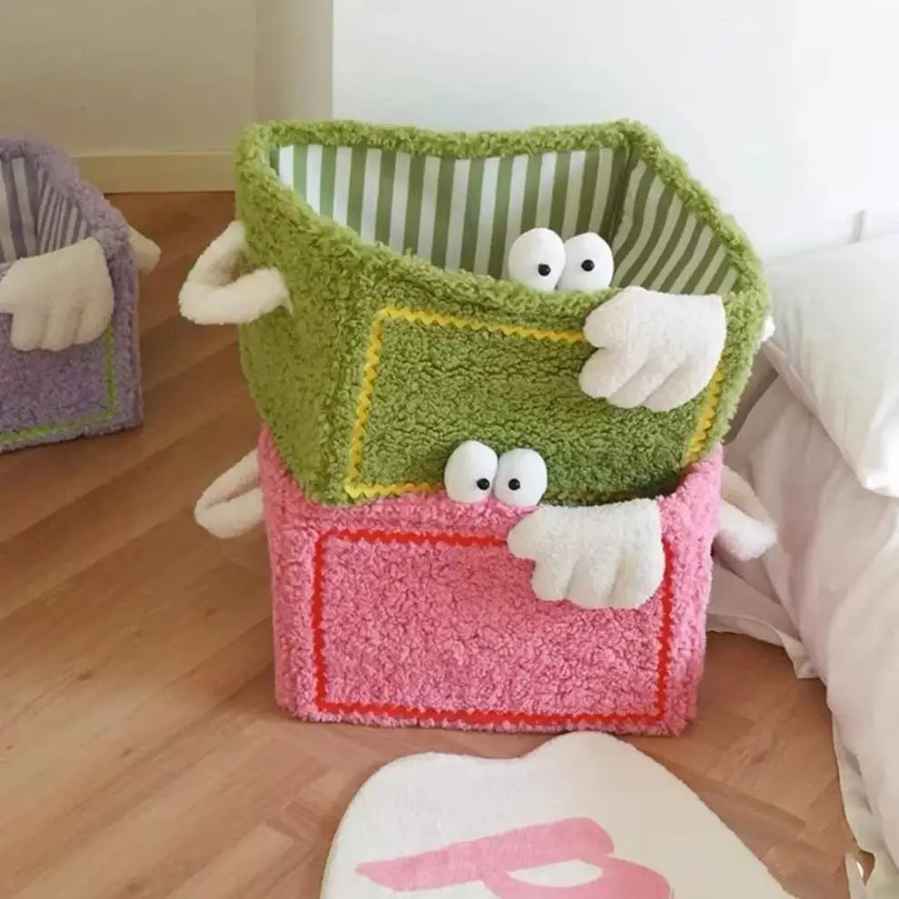 Plush Monster Storage Basket – Large Foldable Fabric Organizer