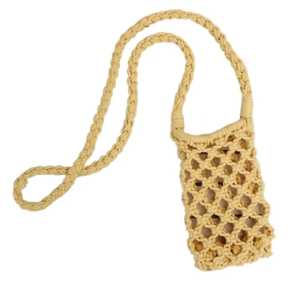 Crochet Crossbody Phone Bag – Woven Hollow-Out Mini Purse