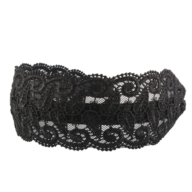 Korean Lace Flower Wide Headband – Non-Slip Vintage Hair Hoop