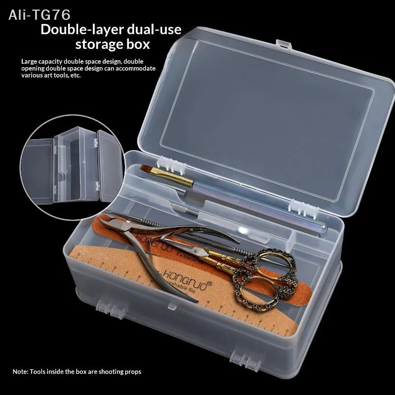 Double Layer Transparent Storage Box – Nail Art & Craft