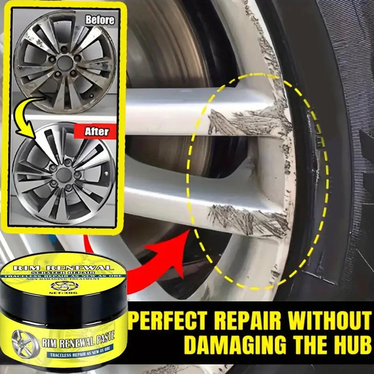 Wheel Hub Scratch Repair & Rim Polishing Paste | Rust Removal