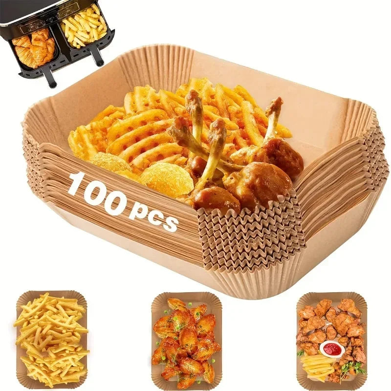 Extra Large Rectangular Paper Air Fryer Liners – Non-Stick