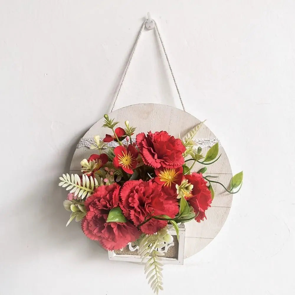 Wood Wall Decoration Flower Basket Round Mounted Hanging Planter
