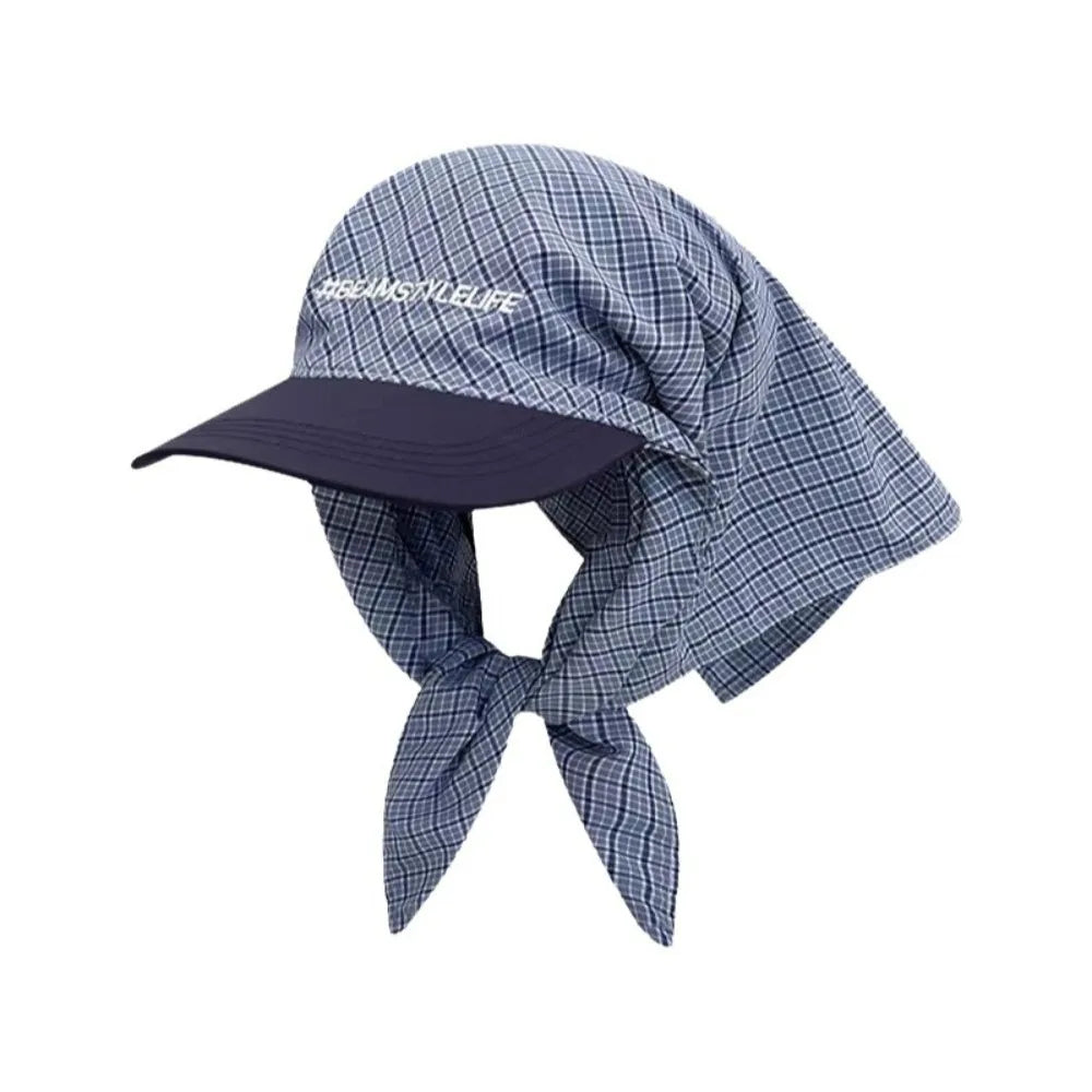 Y2K Plaid Bandana Baseball Cap – Unisex Hip-Hop Headscarf Hat