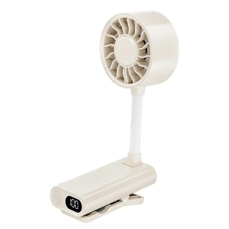 Portable Clip Fan – 360° Flexible Hose USB Rechargeable 5-Speed