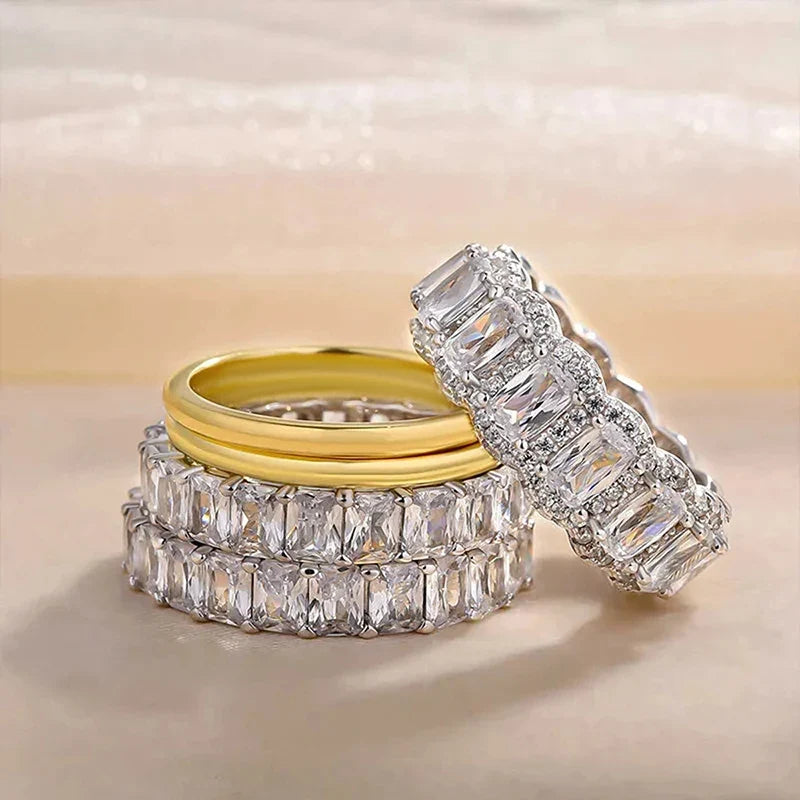 Huitan 5-Pc Cubic Zirconia Wedding Ring Set for Women