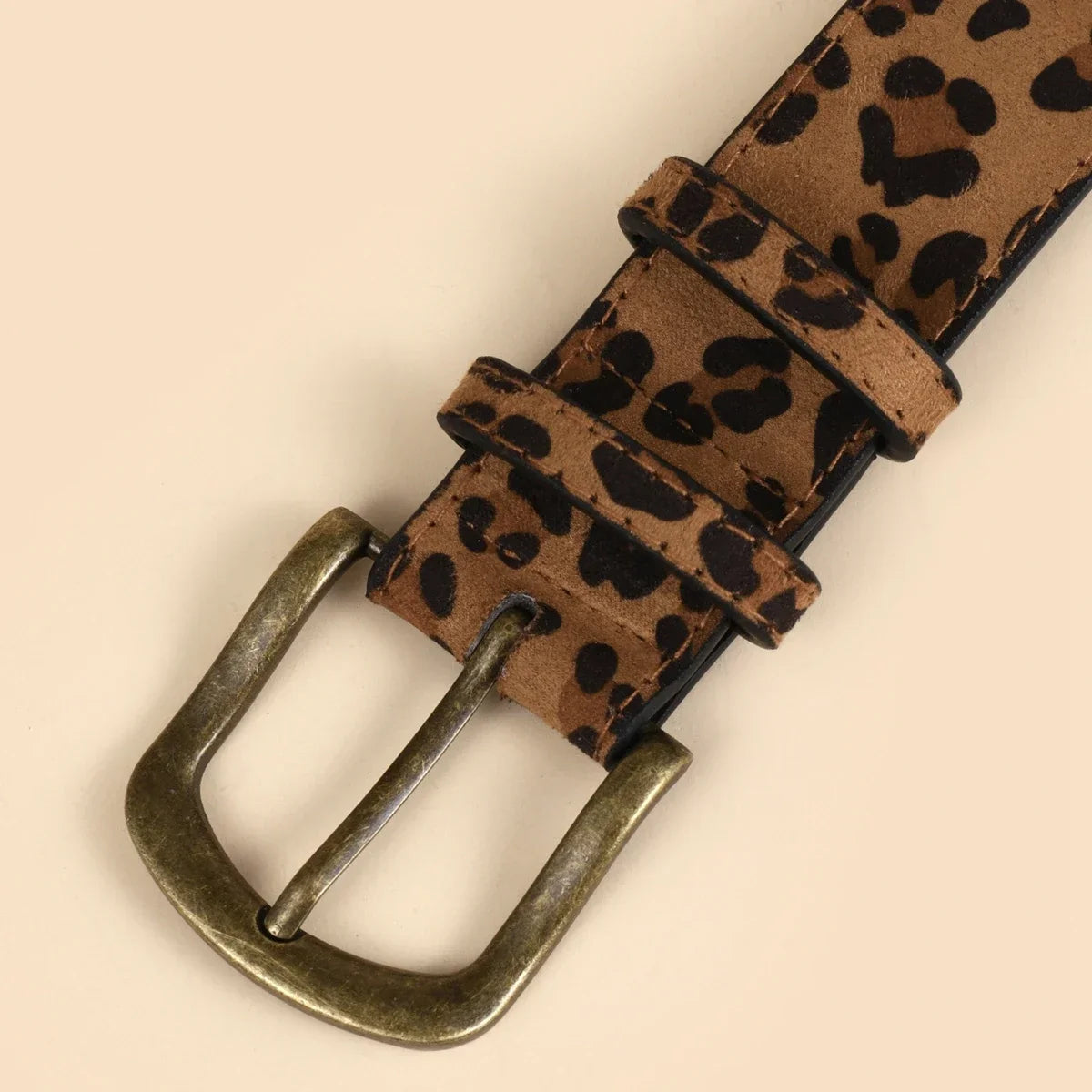 Boho Leopard Print PU Belt – Women's Slim Fit Dress Belt