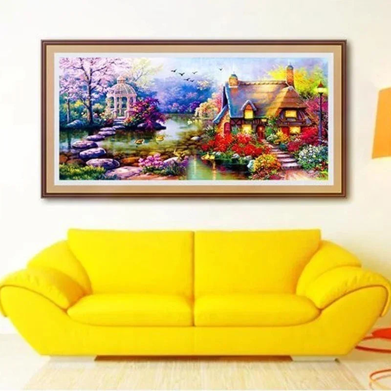 5D DIY Diamond Painting Kit – Garden Lodge Landscape 35×70cm