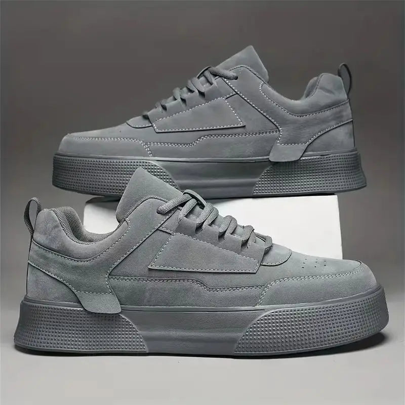 Men's Suede Low-Top Lace-Up Sneakers – Casual Street Style