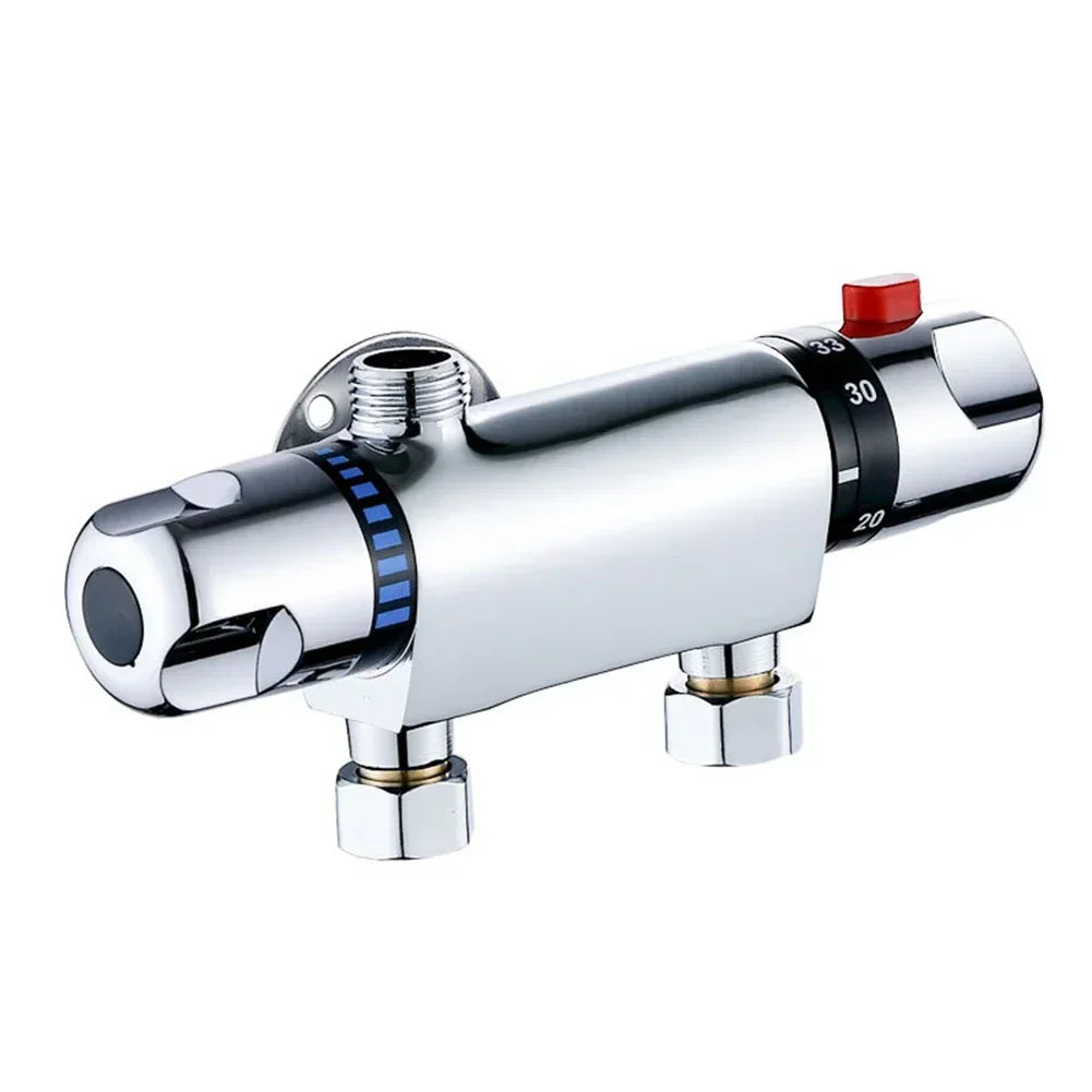 Chrome Thermostatic Shower Mixer Valve | G1/2 Alloy Bar Tap