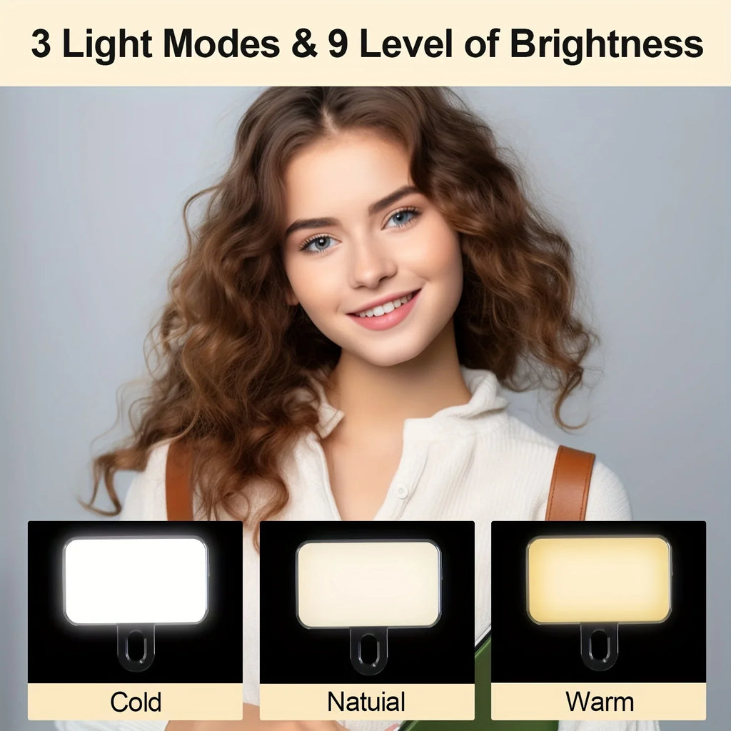 Mini Clip-On Selfie Fill Light | 3 Color Modes LED Ring Light