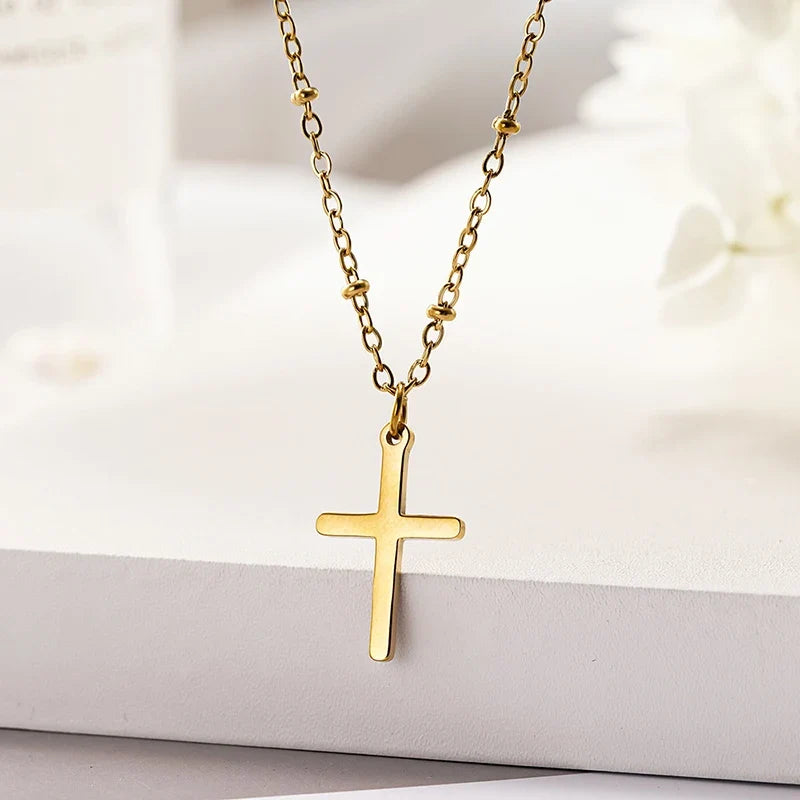 Huitan Dainty Cross Pendant Necklace | Stainless Steel Women