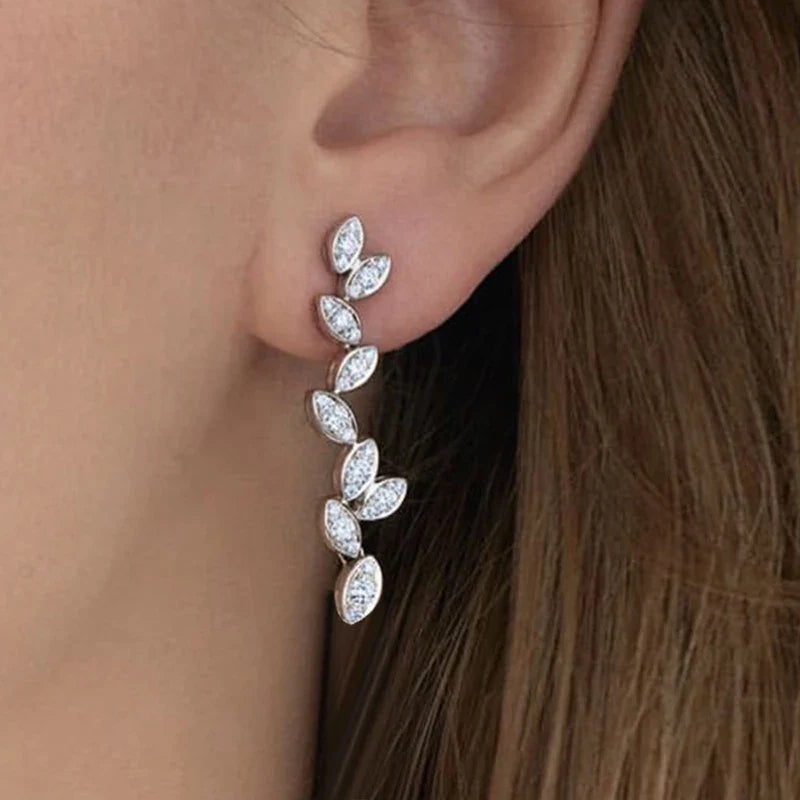 Huitan CZ Crystal Geometric Drop Earrings | Bridal Jewelry