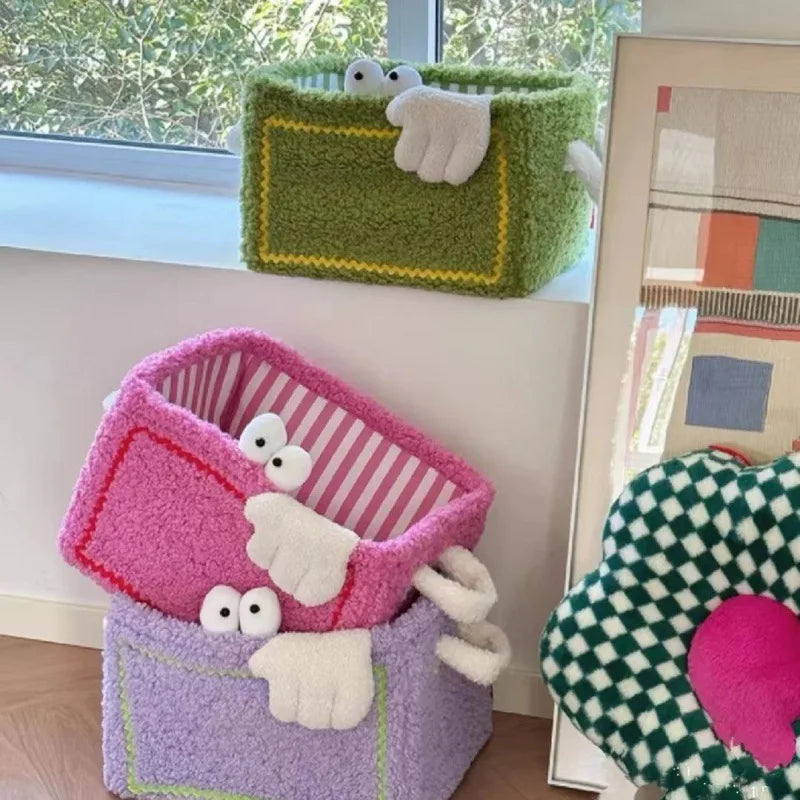 Plush Monster Storage Basket – Large Foldable Fabric Organizer