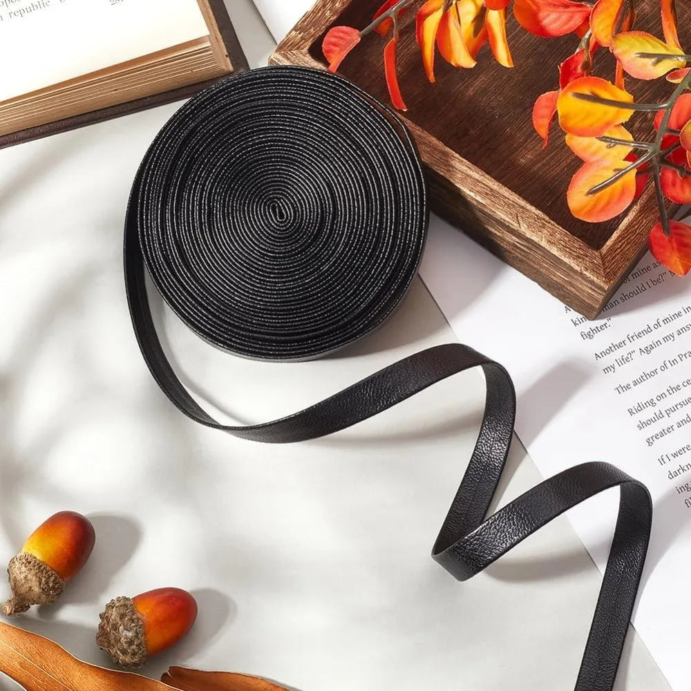 5m Foldover Leather Strips 10mm – Double-Sided PU Lacing