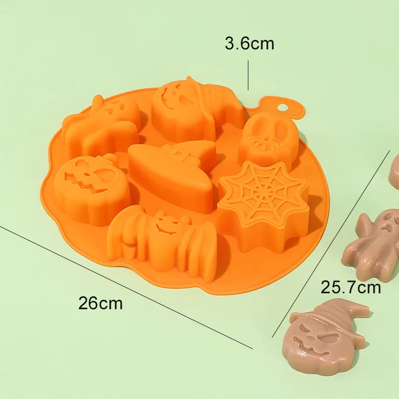 Halloween Silicone Molds Pumpkin Candy Mould Tray Ghost Bat Skull