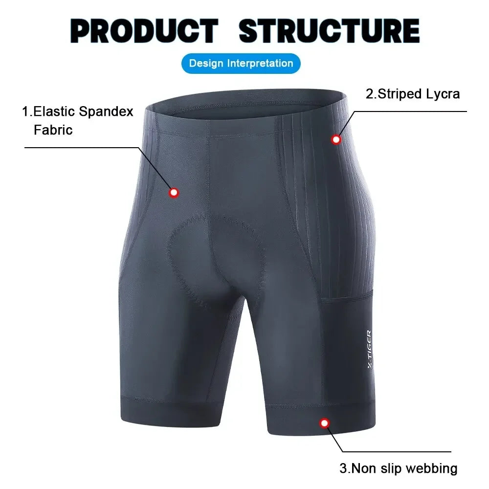 X-TIGER Men's Padded Cycling Shorts | MTB & Road Bike