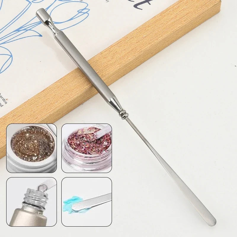 Stainless Steel Nail Art Gel Spatula & Pigment Mixing Tool