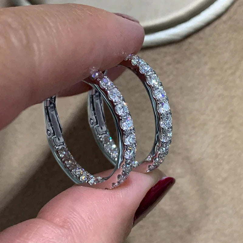 Huitan Classic CZ Round Hoop Earrings – Women's Luxury Jewelry