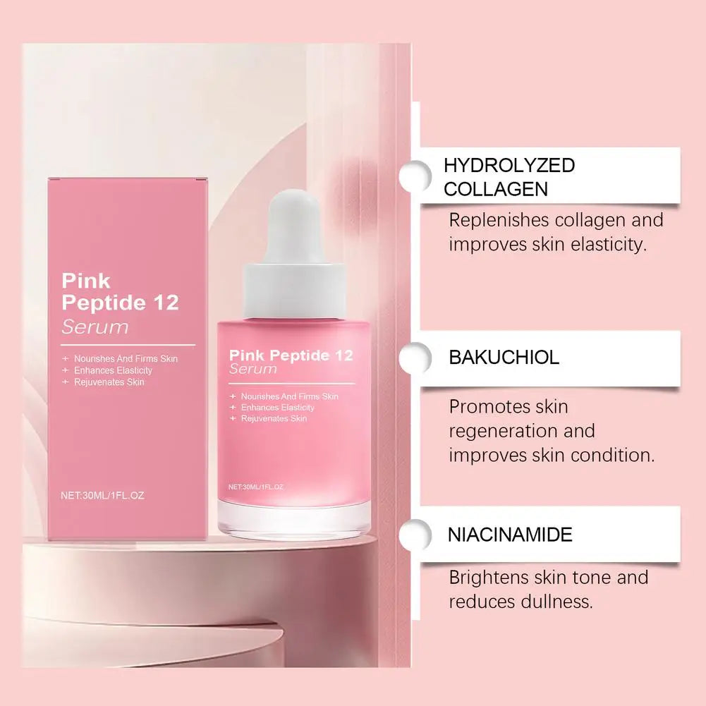 Pink Peptide 12 Glow Facial Serum Firming Brightening Hydrating