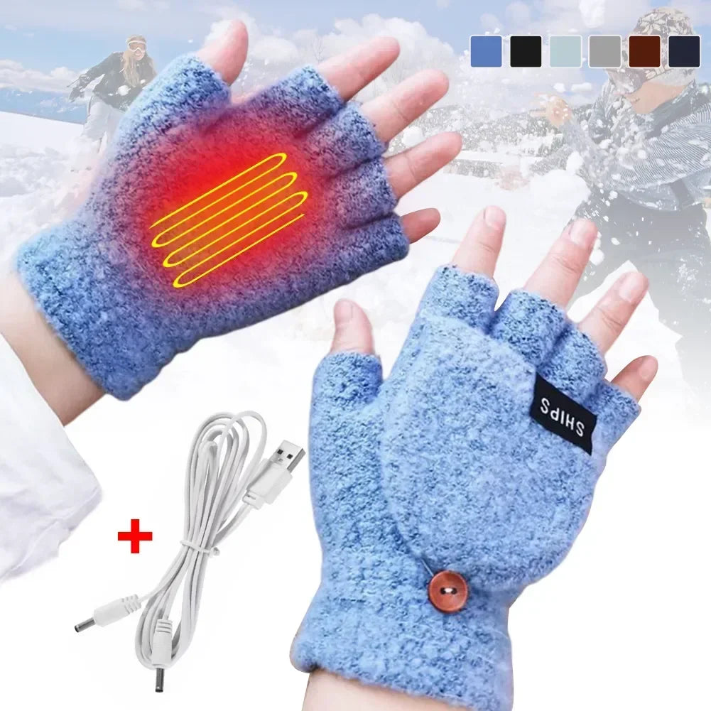 USB Electric Heated Gloves – Convertible Hand Warmer Gloves
