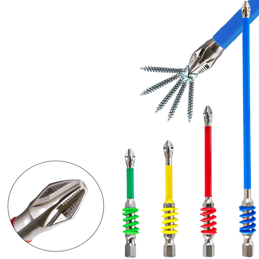 4-Piece PH2 Spring-Loaded Screwdriver Bit Set – Non-Slip Carbide
