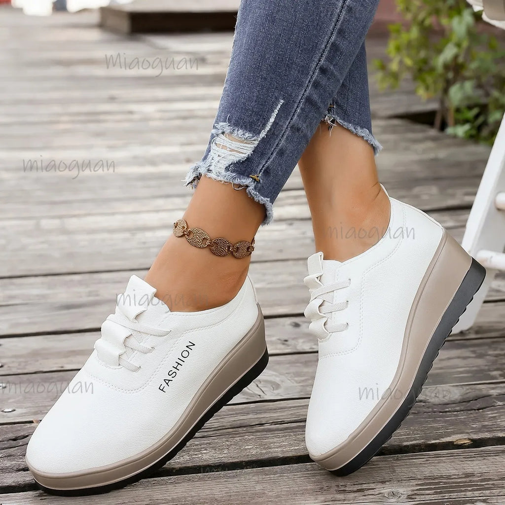 Women's Wedge Platform Sneakers – Height Increasing Lace-Up